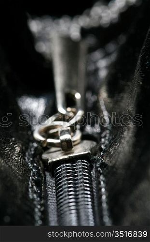 steel zipper macro close up