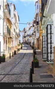 Steep, narrow street, Ubrique, Cadiz Province, Spain