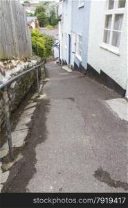 Steep walkway in Lyme Regis, Dorset, England, United Kingdom.