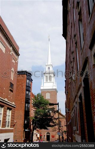Steeple of Old North Church in Boston historical North End