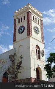 Steeple of the Anglican Church of Saint Georges. The church was destroyed during the hurican Ivan. Grenada, Caribbean.