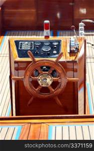 Steer and compass on sailing boat