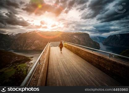 Stegastein Lookout observation deck view point Beautiful Nature Norway.