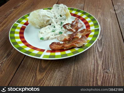 Stegt flaesk - dish of fried bacon from Denmark that is generally served with potatoes and a parsley sauce