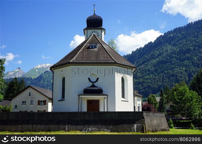 STEIN, SWITZERLAND - CIRCA JULY 2016 Church near the river