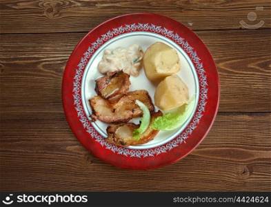 Stekt flask - Swedish dish of fried bacon, potatoes and gravy