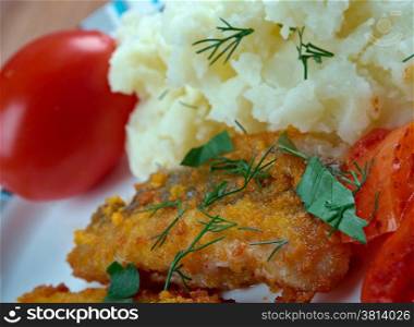 Stekt stromming - Stekt stromming, Fried herring with mashed potatoes . Swedish traditional delicac
