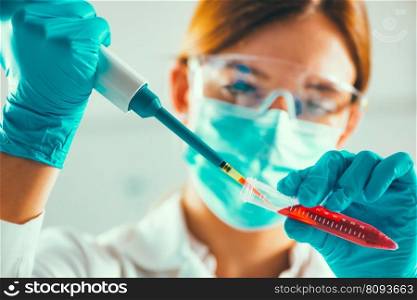 Stem cell researcher working in laboratory
