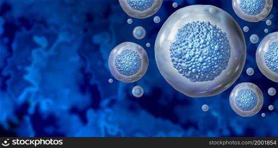 Stem cells as multicellular organisms for cellular treatment as a 3D illustration.