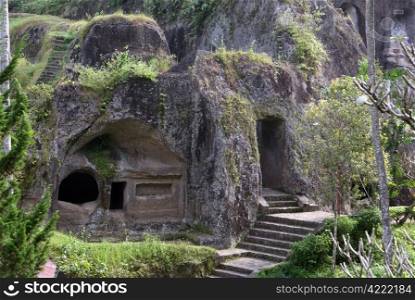 Steps and caves in Gunung Kawi near Ubud, bali, indonesia