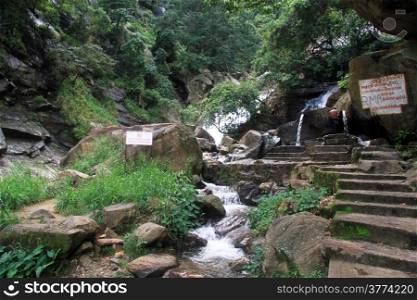 Steps and Ravana waterfall near Ella, Sri Lanka