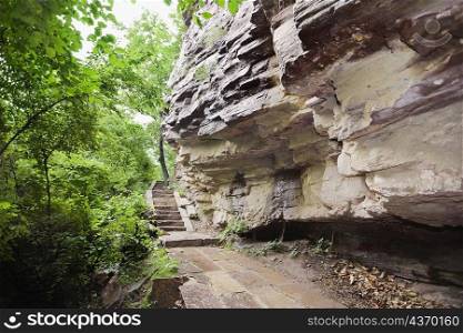 Steps near a rock, Taihang Grand Canyon, Linzhou, Henan Province, China