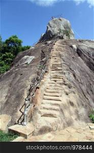 Steps to the Aradhana Gala rock in Mihintale, Sri Lanka