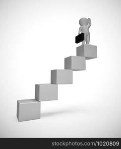 Steps up a graph to a higher level or reward. Progress to grow an investment or company - 3d illustration
