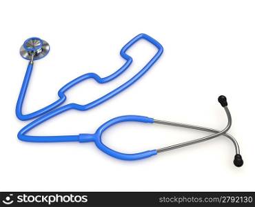 Stethoscope and a silhouette of phone. 3d