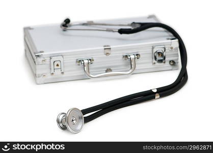 Stethoscope and case isolated on the white