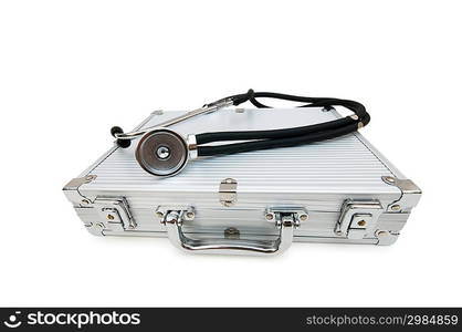 Stethoscope and case isolated on the white