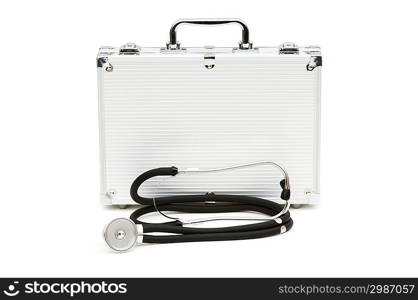 Stethoscope and case isolated on the white