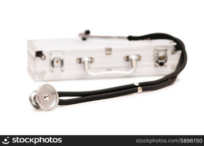 Stethoscope and case isolated on the white