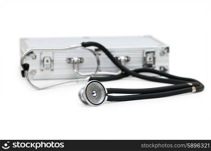 Stethoscope and case isolated on the white