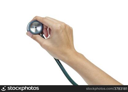 stethoscope and hand
