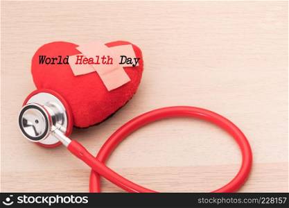 stethoscope and red heart symbol, healthcare and medicine, healthy and insurance, world health day concept