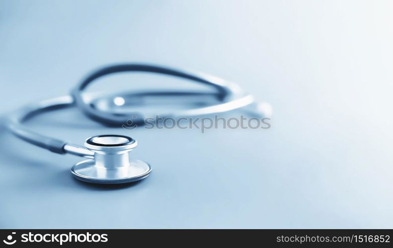 stethoscope blue tone background with copyspace