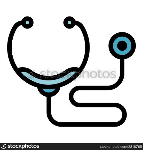 Stethoscope icon. Outline stethoscope vector icon color flat isolated. Stethoscope icon color outline vector