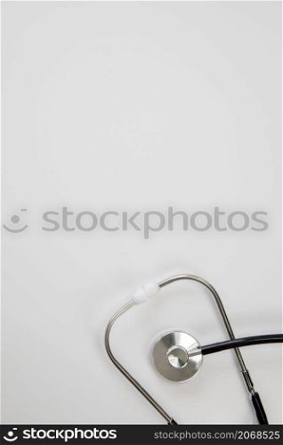 Stethoscope isolated on white background with copy space, top view. Space for text Medical health,doctor concept space for text. Stethoscope isolated on white background with copy space, top view. Space for text Medical health,doctor concept