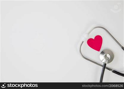 Stethoscope isolated on white background with copy space, top view. Space for text Medical health,doctor concept space for text. Stethoscope isolated on white background with copy space, top view. Space for text Medical health,doctor concept