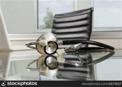 Stethoscope on a table in a clinic