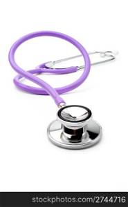 Stethoscope. Single purple stethoscope, isolated on a white background