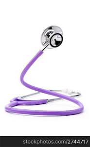Stethoscope. Single purple stethoscope, isolated on a white background