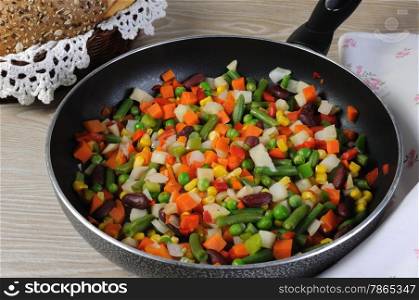 stew stewed vegetables in a frying pan closeup