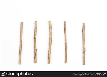 stick pieces on white isolated background