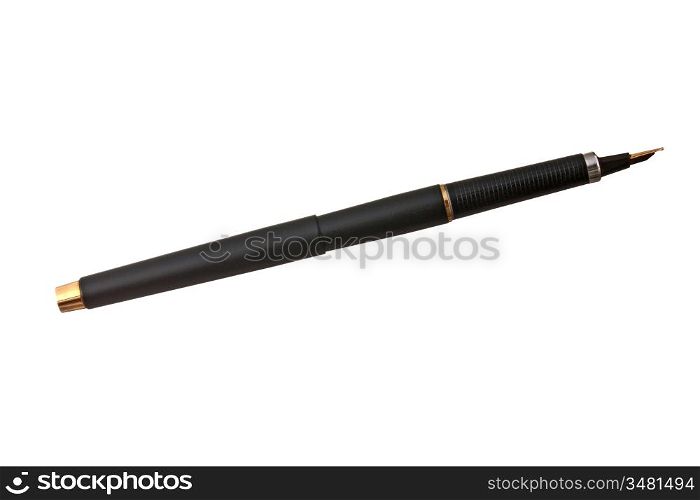 stick with the golden pen isolated on white background