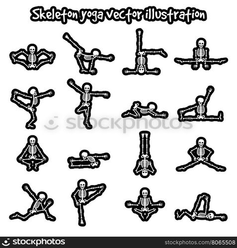 Stickers with skeletons in yoga poses. Stickers with skeletons in yoga poses vector isolated on white