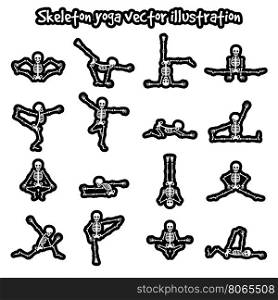 Stickers with skeletons in yoga poses. Stickers with skeletons in yoga poses vector isolated on white