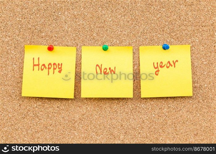 Sticky blank note new year with space for text.