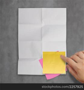  sticky notes on recycle crumpled paper background as concept