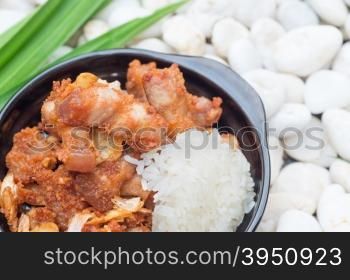 Sticky rice with fried pork&#xA;