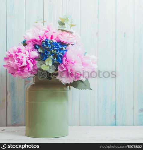 Still life - flowers in can - rustic style, shabby chic