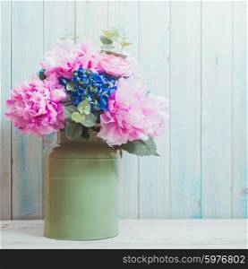 Still life - flowers in can - rustic style, shabby chic