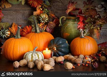 Still life harvest decoration for Thanksgiving