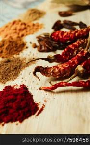 Still life of exotic and hot spices