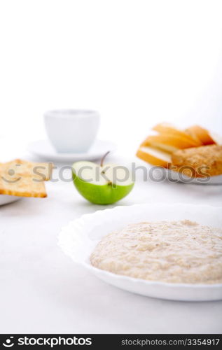 Still-life of products of a healthy food on a white background