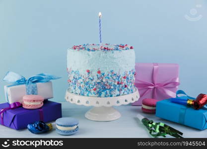 still life tasty birthday cake with presents. High resolution photo. still life tasty birthday cake with presents. High quality photo