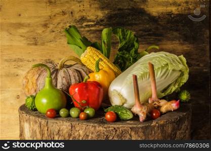 still life Vegetables and fruits as ingredients in cooking.