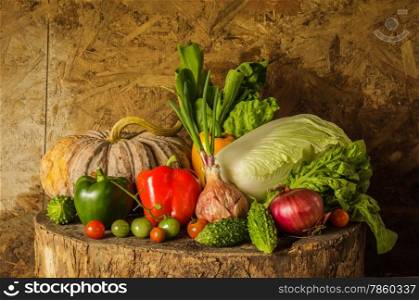 still life Vegetables and fruits as ingredients in cooking.