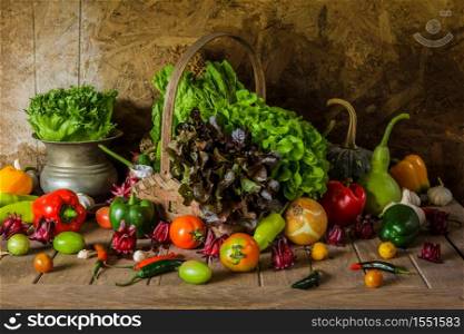 still life Vegetables, Herbs and Fruit as ingredients in cooking.